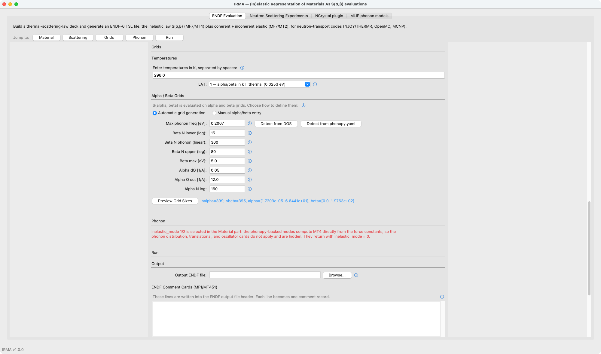 The Grids part: automatic α/β grid generation with the live size preview
